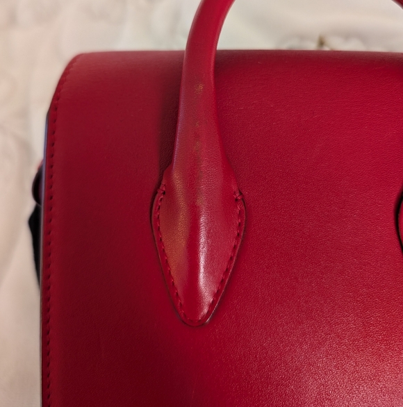 [Strathberry] Authentic Ruby Red Nano Tote Gold Hardware with Leather Strap - Picture 14 of 15